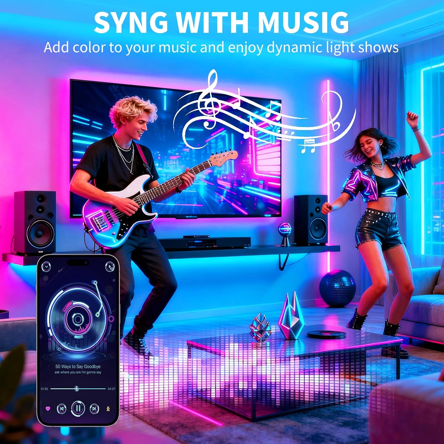 RGB LED Strip Lights – USB Smart LED Light with App & Remote Control