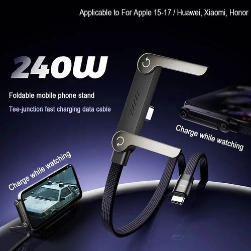 2-in-1 240W Fast Charging Cable with Invisible Holder Stand