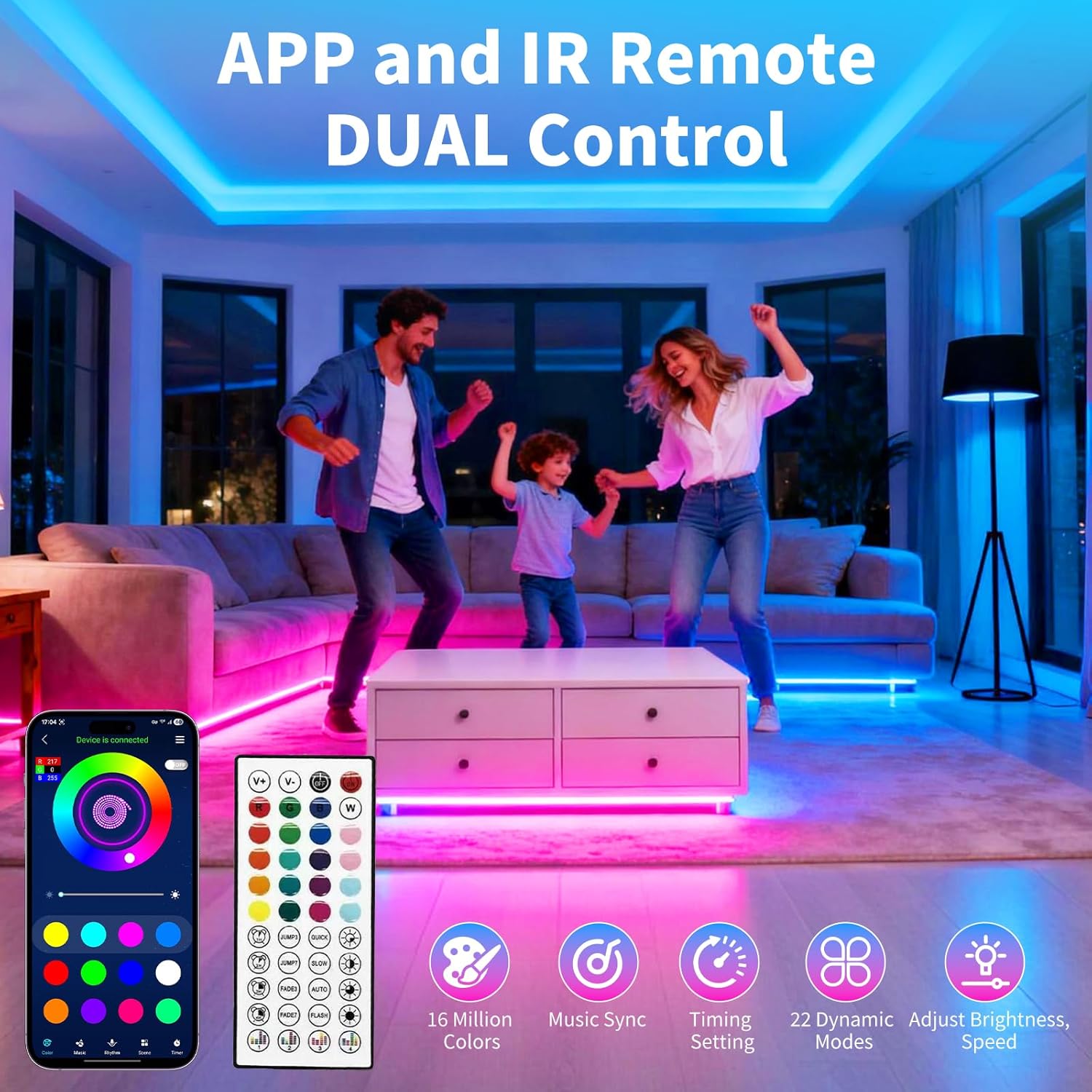 RGB LED Strip Lights – USB Smart LED Light with App & Remote Control