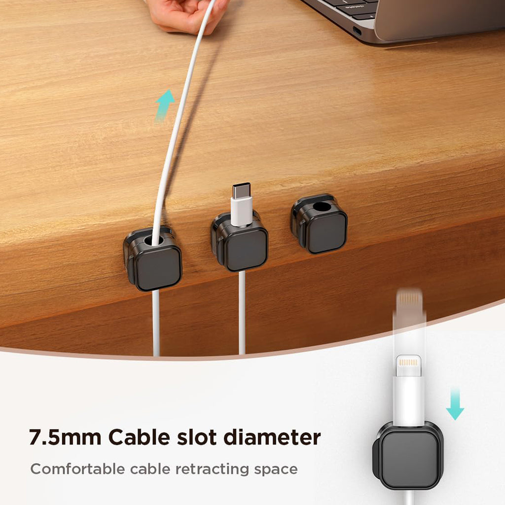 Magnetic Cable Clips – 6PCS Adjustable Desk Cable Organizer