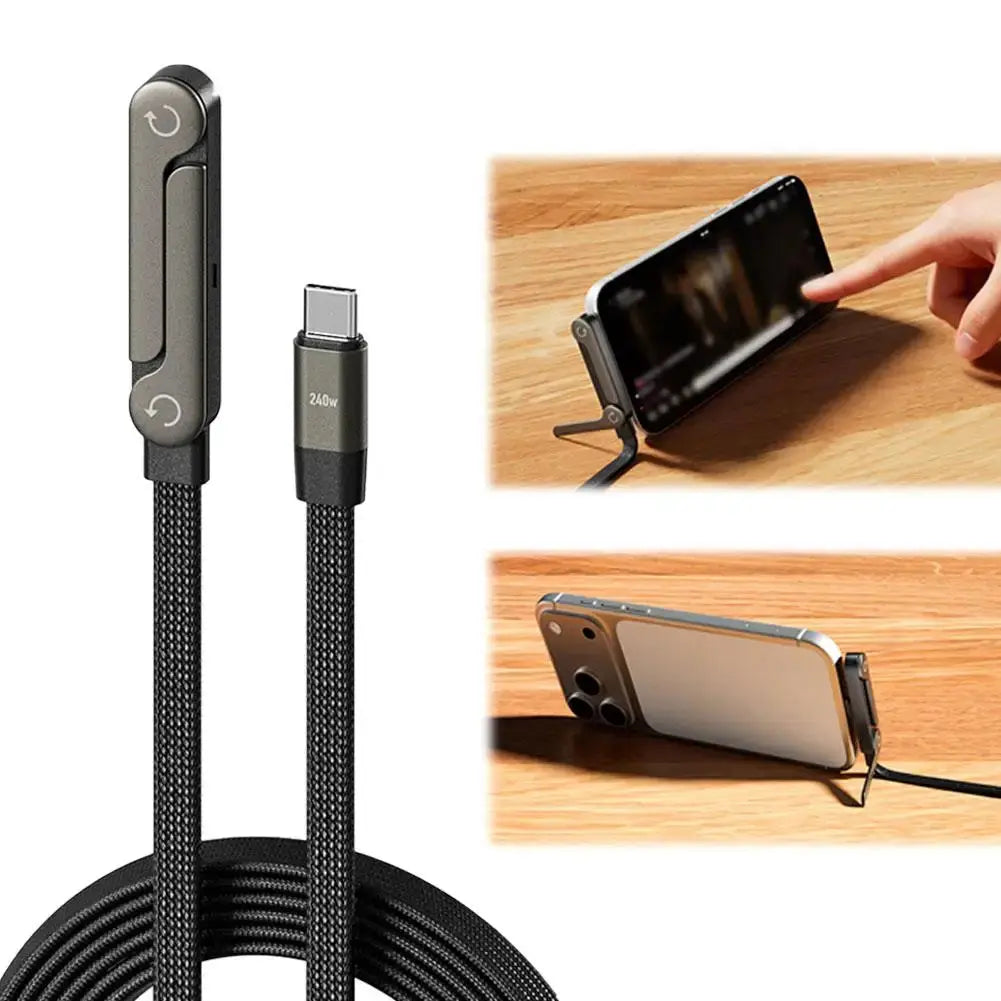 2-in-1 240W Fast Charging Cable with Invisible Holder Stand